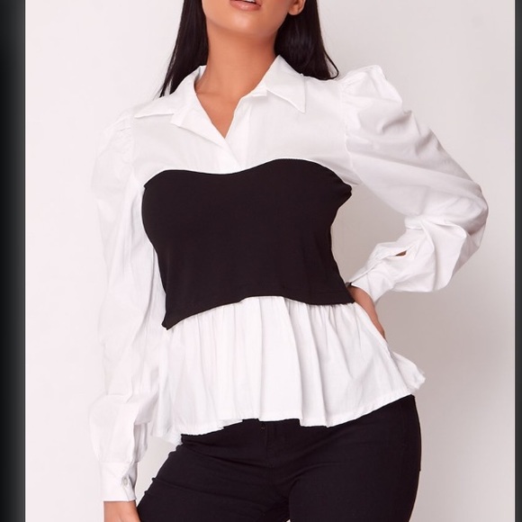 black and white bardot top